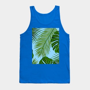 Tropical Plants on Light Blue Tank Top